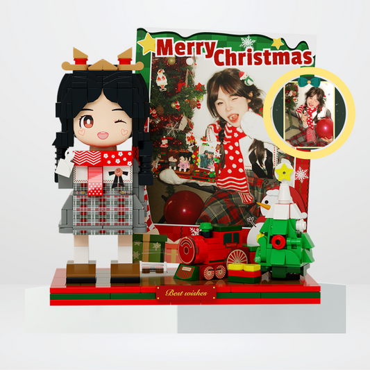Custom Christmas Duduu Brick Figure with Photo Display 1 Person