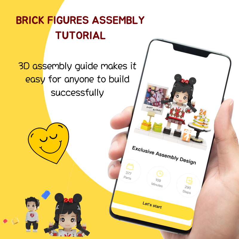 Custom Birthday Duduu Brick Figure with Photo Stand 1 Person