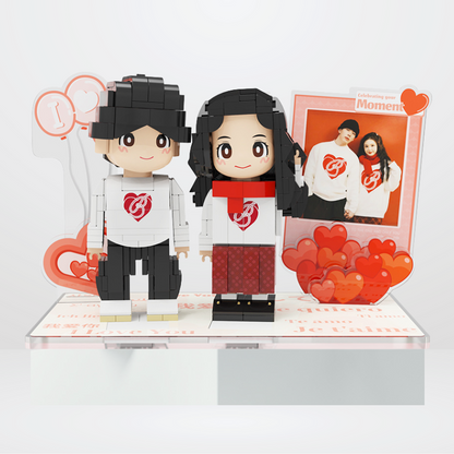 Custom Love Duduu Brick Figure with Photo Stand 2 Person