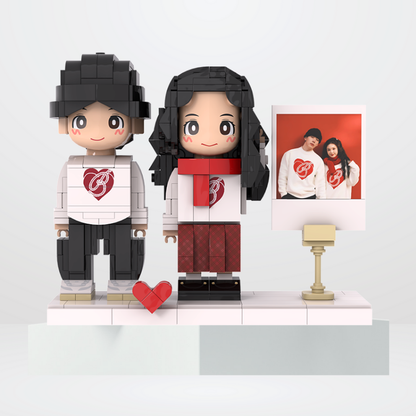 Custom Duduu Brick Figure with Photo Display Stand 2 Person