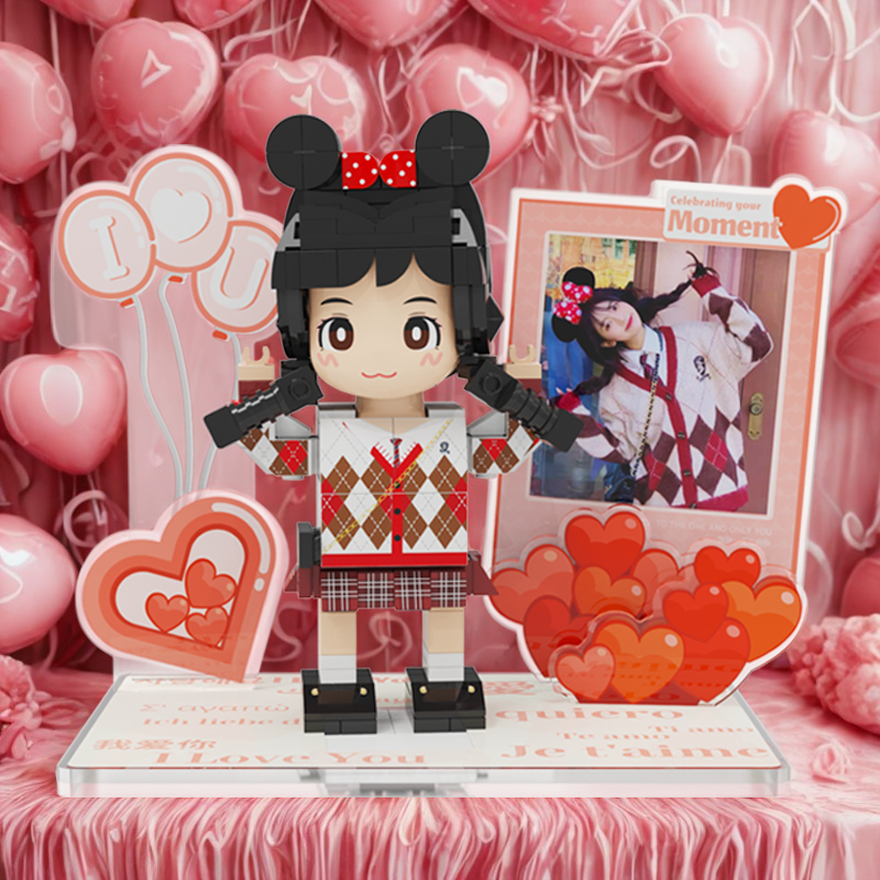Custom Love Duduu Brick Figure with Photo Stand 1 Person