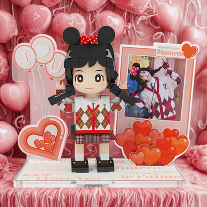 Custom Love Duduu Brick Figure with Photo Stand 1 Person