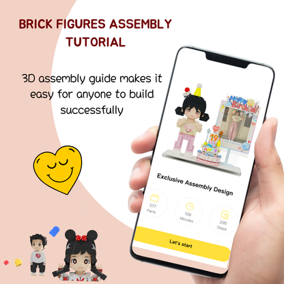Custom Birthday Duduu Brick Figure with Photo Display 1 Person