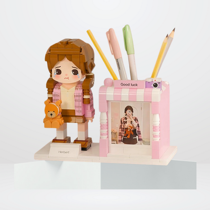 单人圆脸贴图笔筒