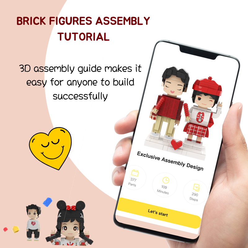 Custom Round Face Brick Figure 2 Person