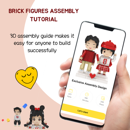 Custom Round Face Brick Figure 2 Person