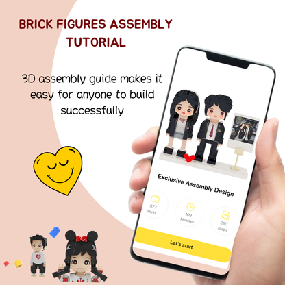 Custom Round face Brick Figure with Photo Display Stand 2 Person