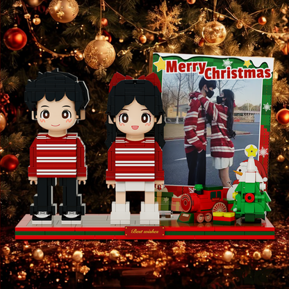 Custom Christmas Duduu Brick Figure with Photo Display 2 Person
