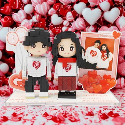Custom Love Duduu Brick Figure with Photo Stand 2 Person