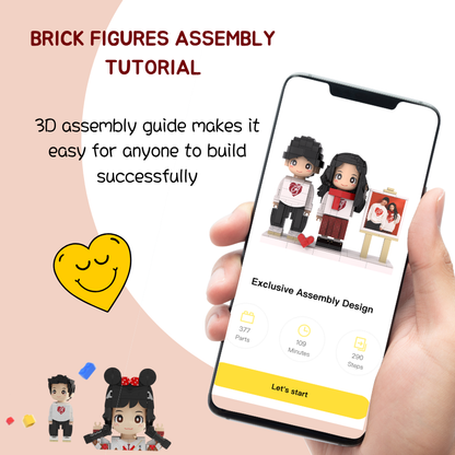 Custom Duduu Brick Figure with Easel Photo Display 2 Person