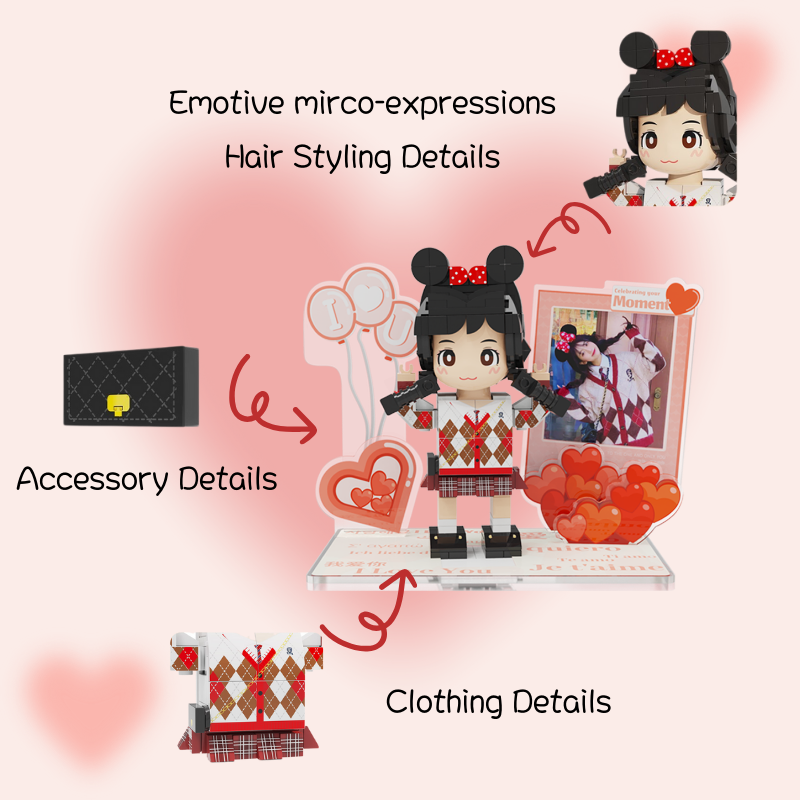 Custom Love Duduu Brick Figure with Photo Stand 1 Person