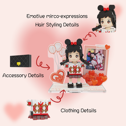 Custom Love Duduu Brick Figure with Photo Stand 1 Person