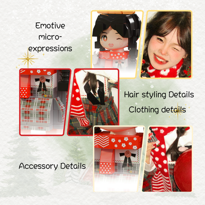 Custom Christmas Duduu Brick Figure with Photo Display 1 Person