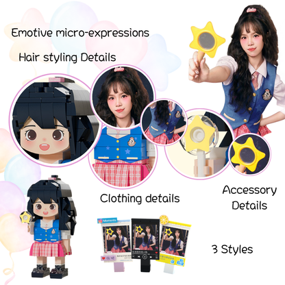 Custom Round Face Brick Figure with Themed Photo Display 1 Person