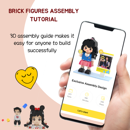 Custom Round Face Brick Figure with Themed Photo Display 1 Person