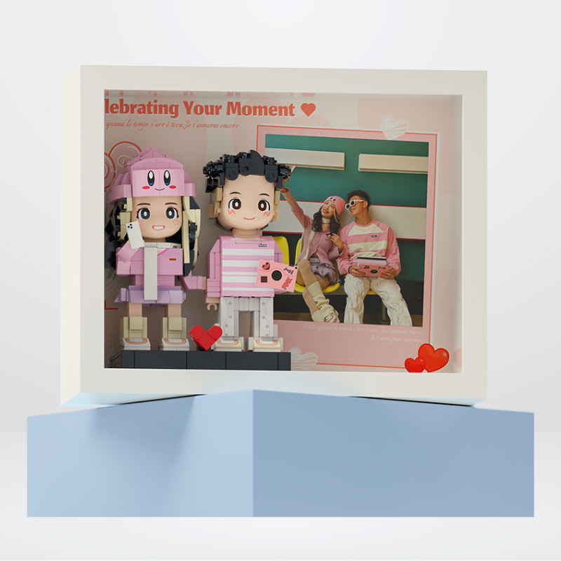 Custom Duduu Brick Figure with Photo Frame 2 Person