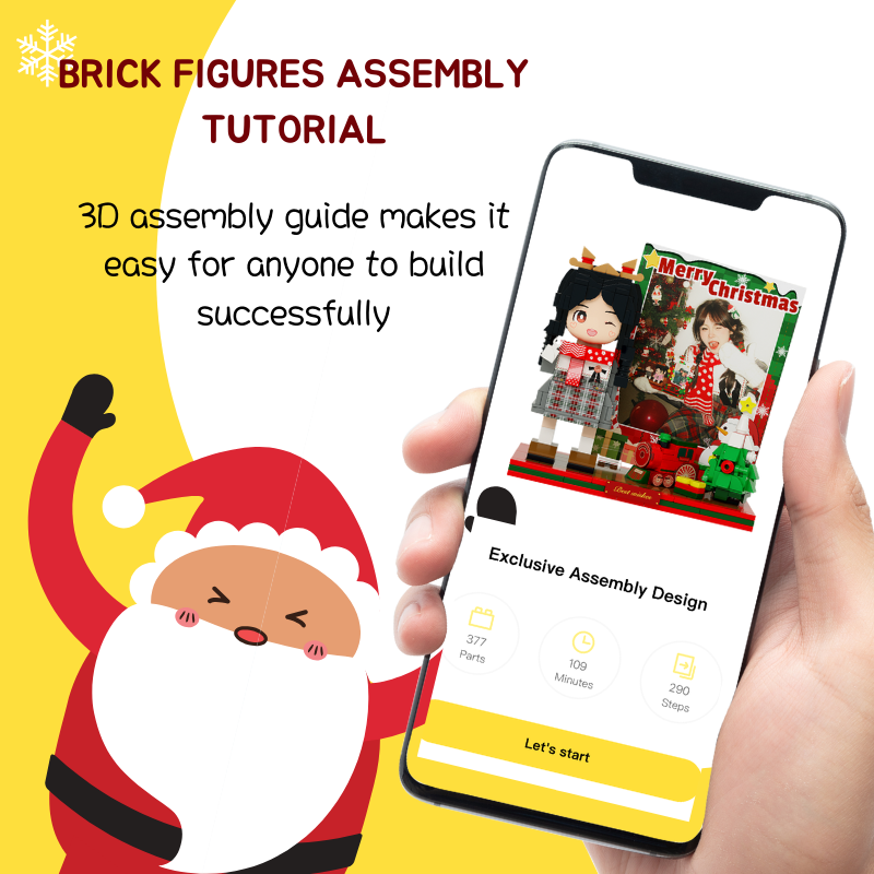 Custom Christmas Duduu Brick Figure with Photo Display 1 Person