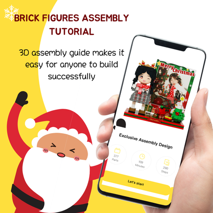 Custom Christmas Duduu Brick Figure with Photo Display 1 Person