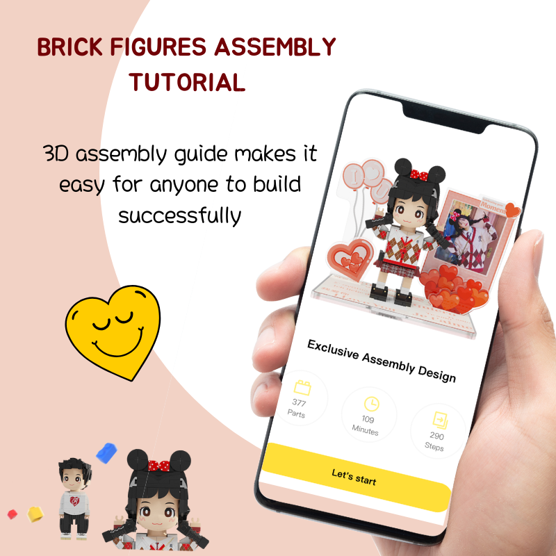 Custom Love Duduu Brick Figure with Photo Stand 1 Person