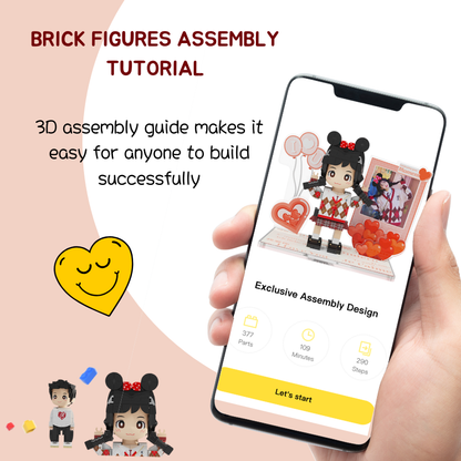 Custom Love Duduu Brick Figure with Photo Stand 1 Person