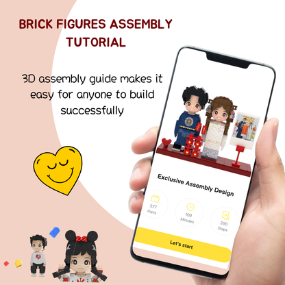 Custom Wedding Duduu Brick Figure with Photo Display Stand 2 Person