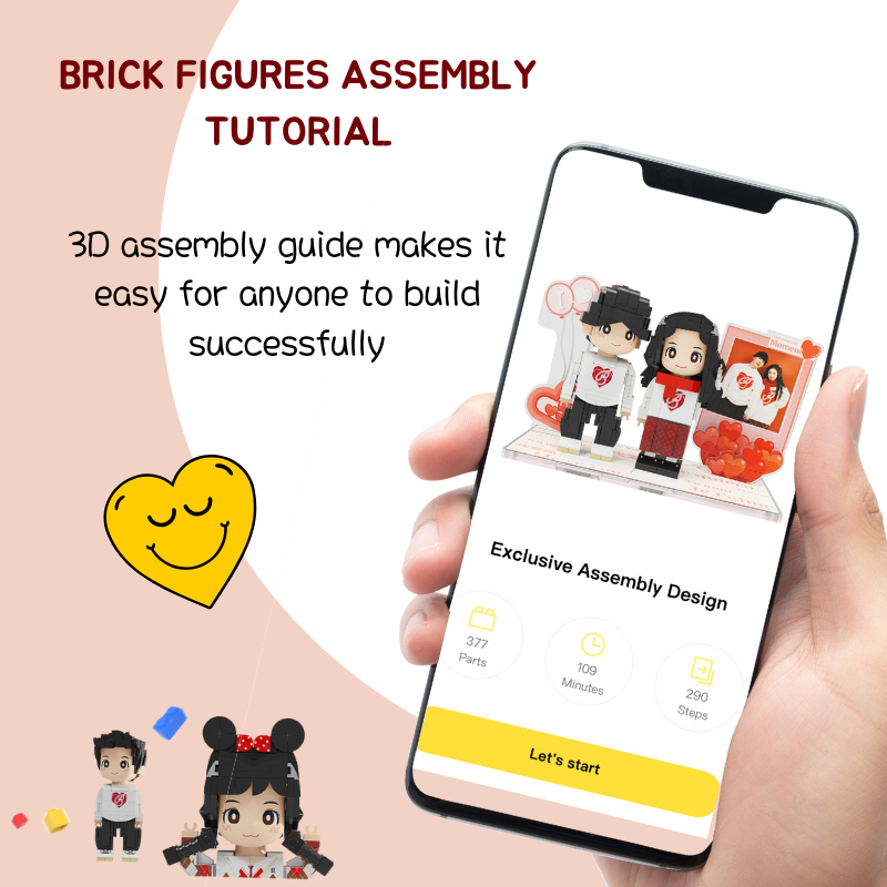 Custom Love Duduu Brick Figure with Photo Stand 2 Person