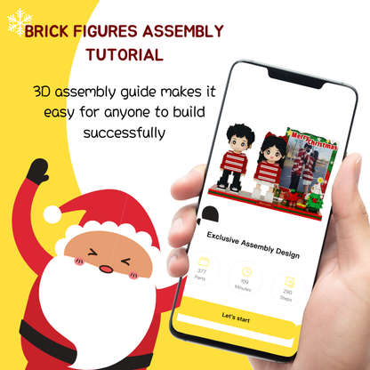 Custom Christmas Duduu Brick Figure with Photo Display 2 Person