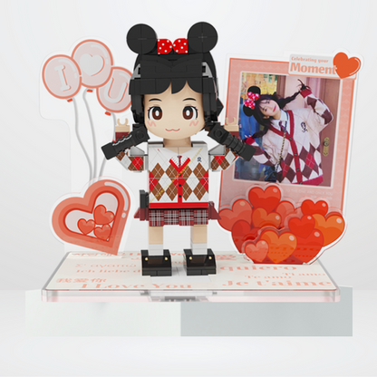 Custom Love Duduu Brick Figure with Photo Stand 1 Person