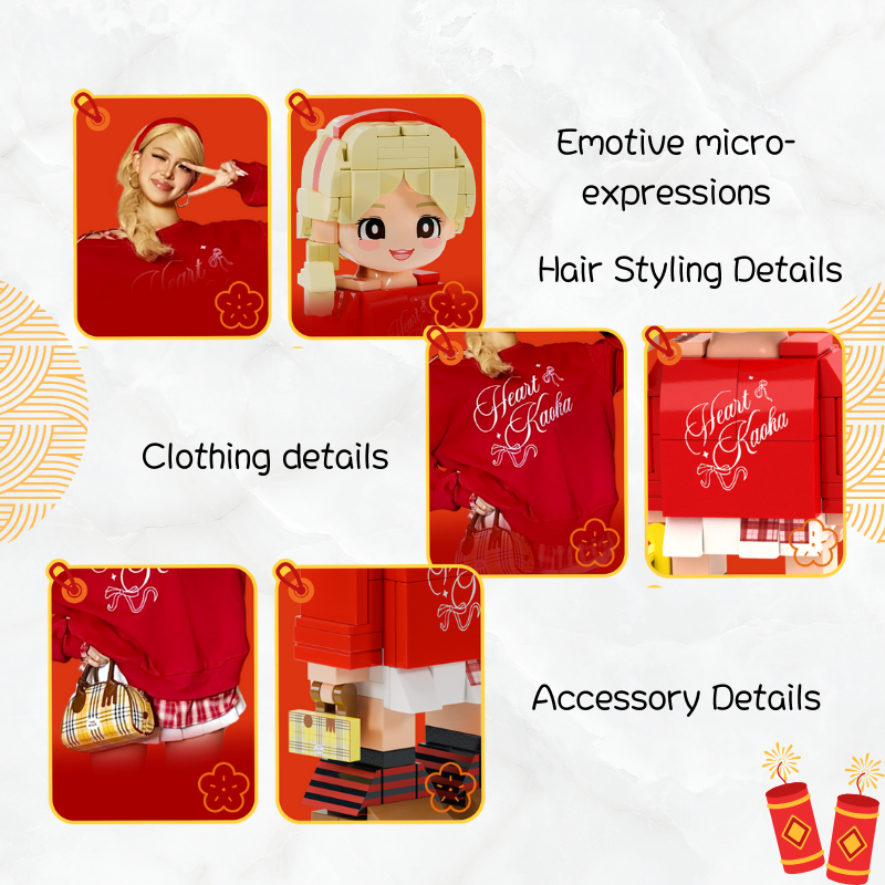 Custom New Year Duduu Brick Figure with Photo Display 1 Person