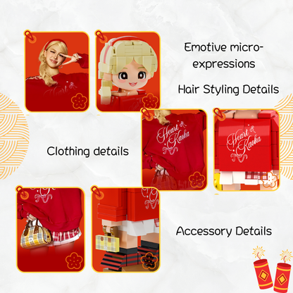 Custom New Year Duduu Brick Figure with Photo Display 1 Person