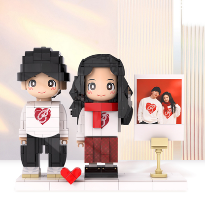 Custom Duduu Brick Figure with Photo Display Stand 2 Person