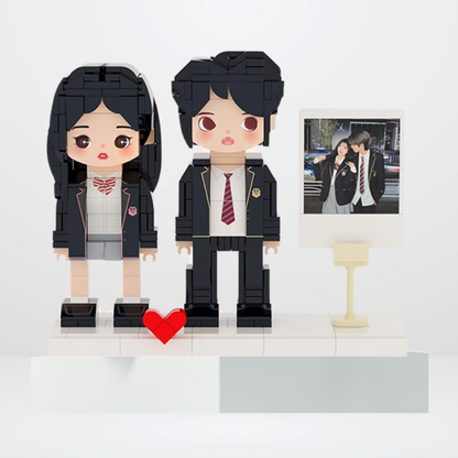 Custom Round face Brick Figure with Photo Display Stand 2 Person