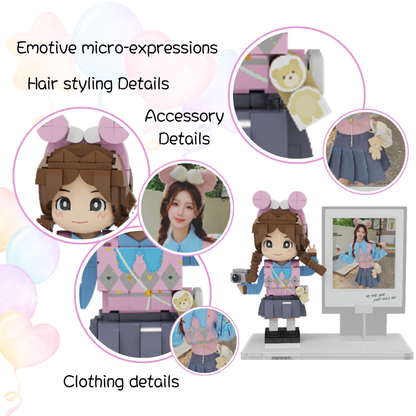 Custom Duduu Brick Figure with Photo Display 1 Person