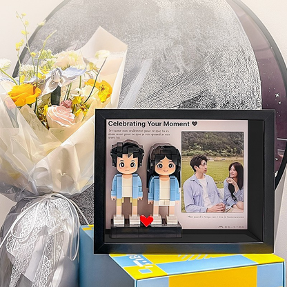 Custom Duduu Brick Figure with Photo Frame 2 Person