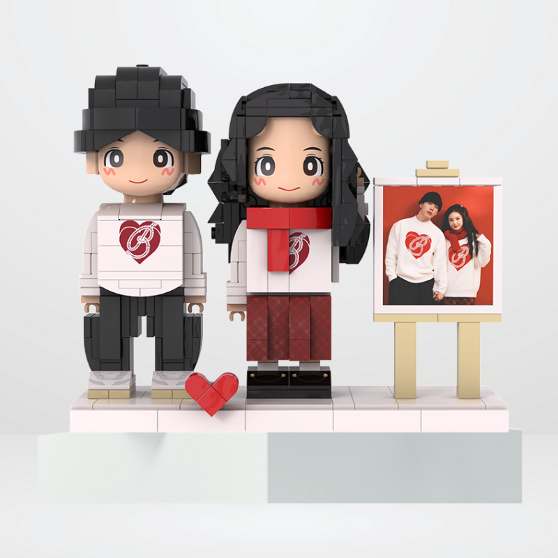 Custom Duduu Brick Figure with Easel Photo Display 2 Person