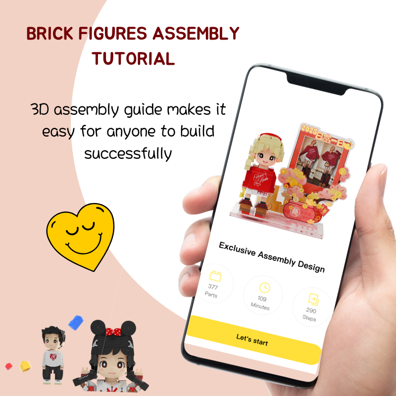 Custom New Year Duduu Brick Figure with Photo Display 1 Person