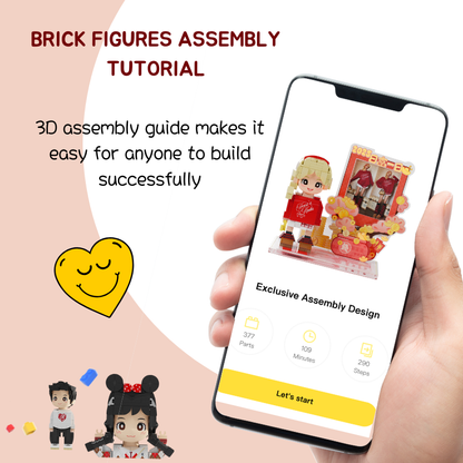 Custom New Year Duduu Brick Figure with Photo Display 1 Person