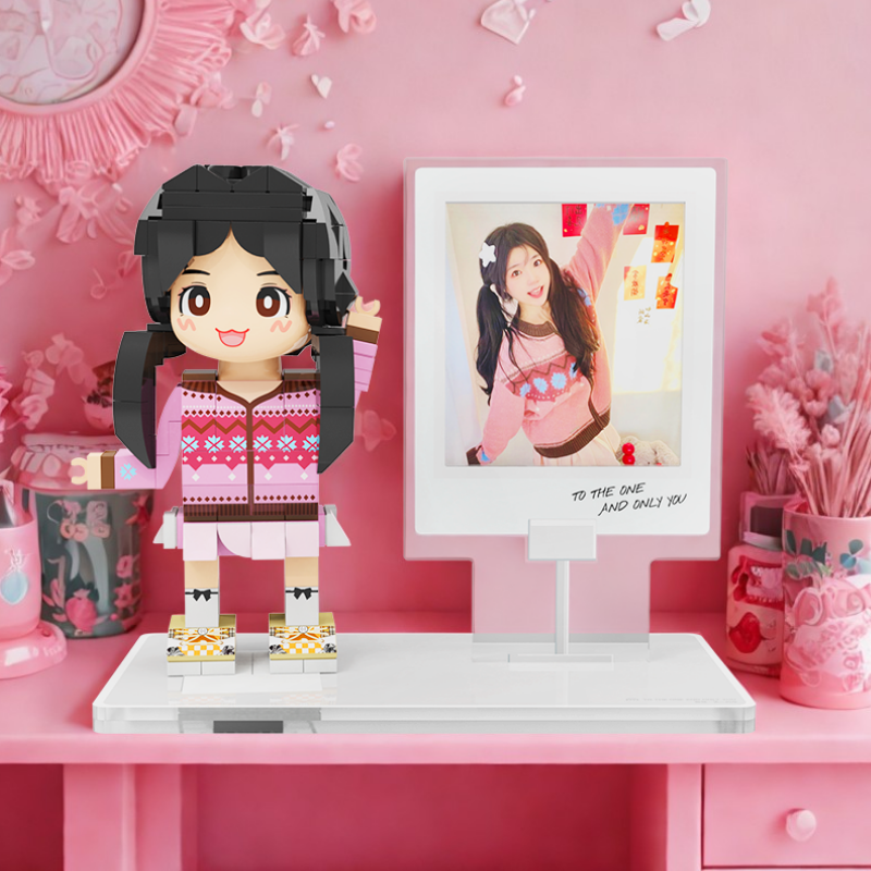 Custom Duduu Brick Figure with Photo Display 1 Person