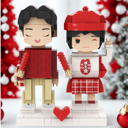 Custom Round Face Brick Figure 2 Person