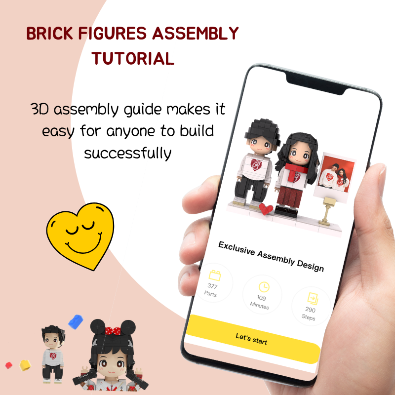Custom Duduu Brick Figure with Photo Display Stand 2 Person