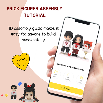 Custom Duduu Brick Figure with Photo Display Stand 2 Person
