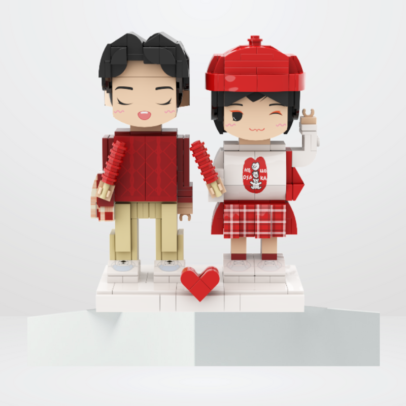 Custom Round Face Brick Figure 2 Person